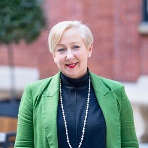 Audrey Hyland in green jacket